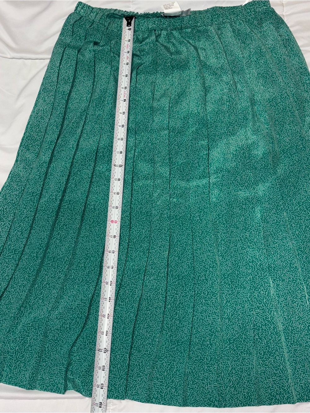 Vintage Leslie Fay Green Pleated Skirt Size 16 Polyester Confetti Masters Golf - Picture 4 of 7